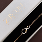 Infinity bracelet displayed in Zircon Jewels gift box