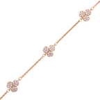 Delicate chain bracelet featuring three pavé flower motifs