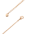 Lobster clasp and adjustable chain detail on bracelet on a white background