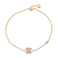 18K gold-plated bracelet with pavé square charm in oval frame on a white background