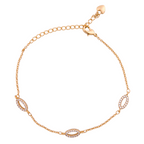 18K gold-plated bracelet with pavé oval link charms on a white background