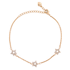 18K gold-plated star charm bracelet with pavé stones on a white background