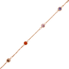 Alternating bezel-set round stones in mixed colors on a white background