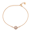 18K gold-plated halo round stone bracelet on a white background