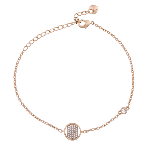 18K gold-plated round pavé disc bracelet on a white background