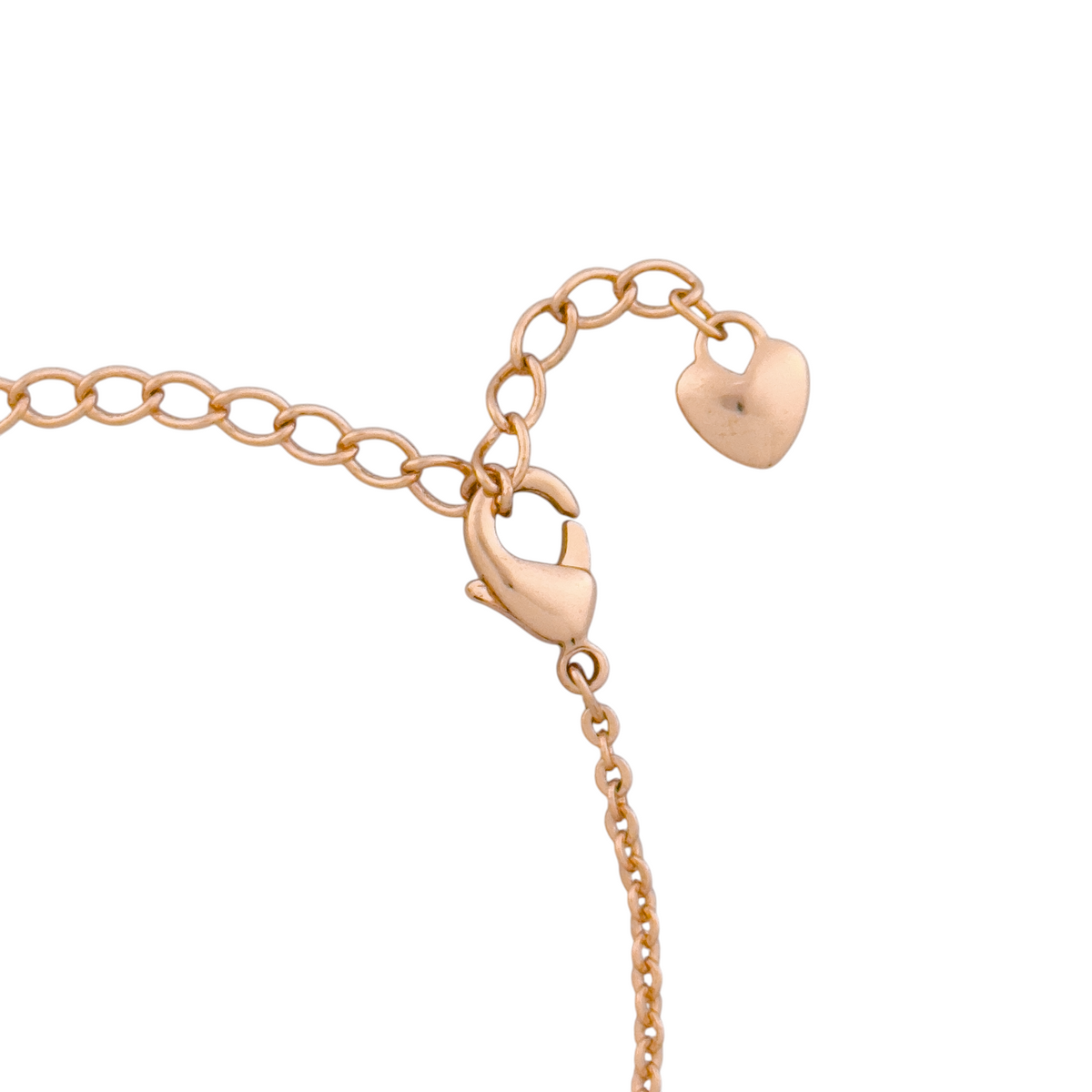 Adjustable extension chain with heart-shaped end on bracelet