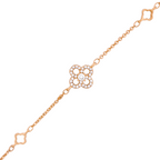Floral clover centerpiece bracelet with delicate chain