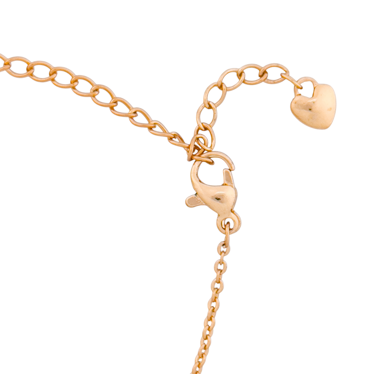 Adjustable extension chain with heart charm on bracelet