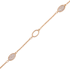 Oval pavé centerpiece bracelet with open oval links on a white background