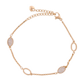 18K gold-plated oval link bracelet with pavé stone accents