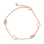18K gold-plated oval link bracelet with pavé stone accents