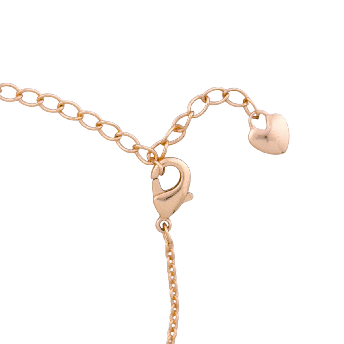 Adjustable extension chain with heart-shaped end on bracelet