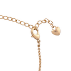 Extension chain with heart-shaped end detail on gold-plated bracelet on a white background