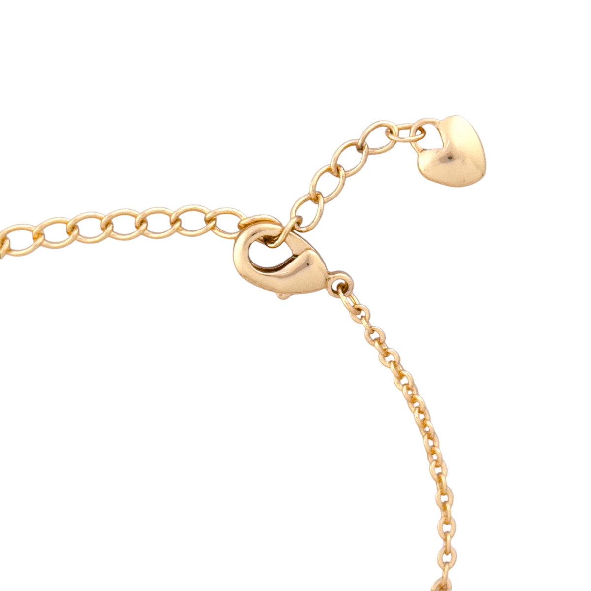 18k Gold bracelet with a heart-shaped clasp on a white background