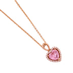 Close-up of the pink heart halo pendant detail