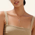 Key pendant necklace worn on the neck