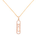 18k gold-plated capsule pendant with a sleek pavé outline on a clean white background