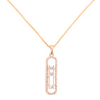 18k gold-plated capsule pendant with a sleek pavé outline on a clean white background