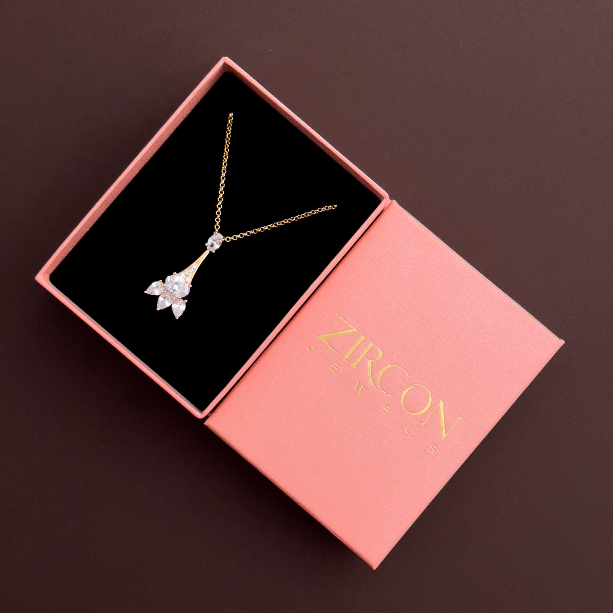 Necklace with a floral pendant in a Zircon gift box 