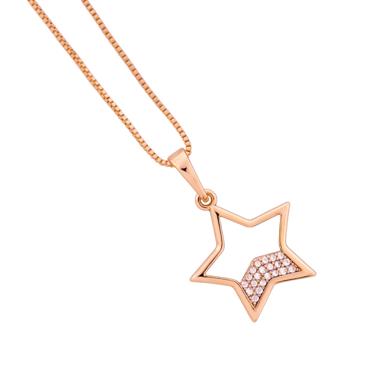 Close-up of the star pendant with pavé detail