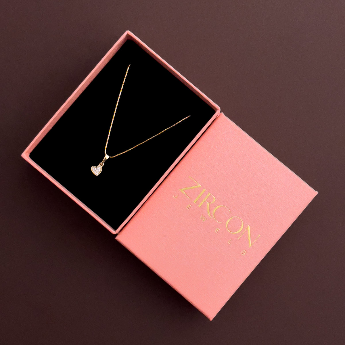 Pavé heart pendant necklace in a Zircon Jewels gift box