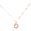 Gold-plated necklace with a pavé circle pendant and star cutout on a white background