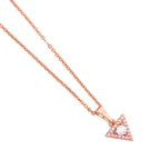 Close-up of the pavé triangle pendant detail