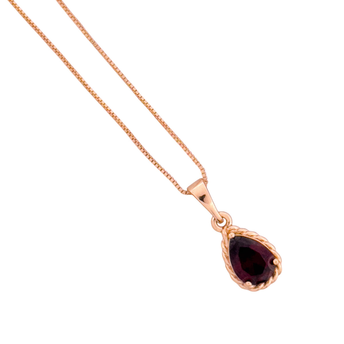 Close-up of the teardrop stone pendant detail