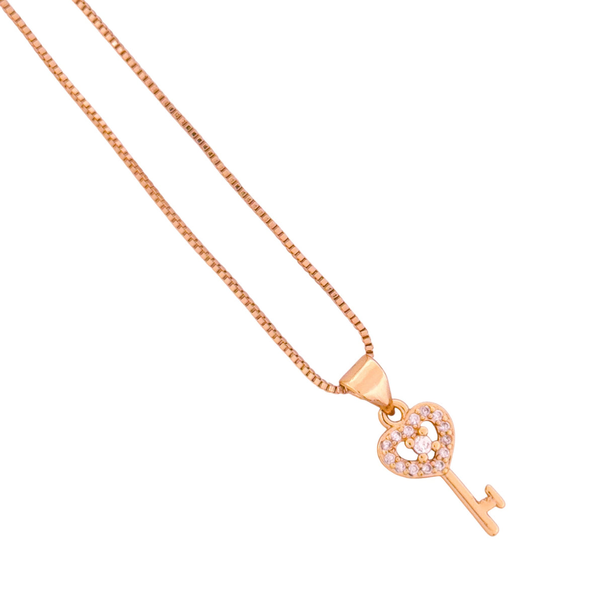 Close-up of the heart key pendant detail