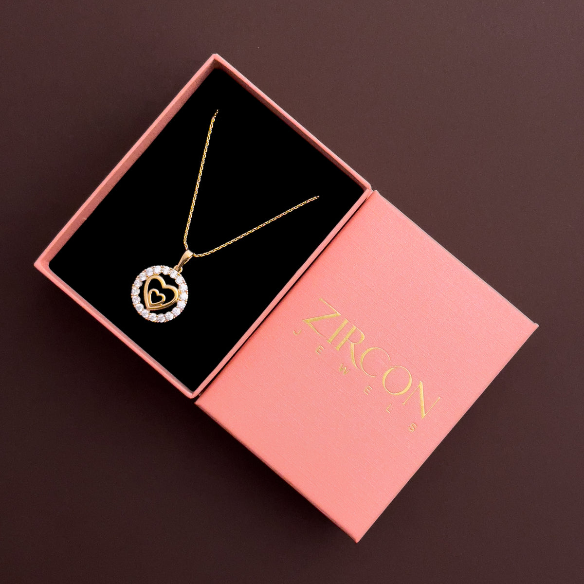 Heart pendant necklace in a Zircon Jewels gift box
