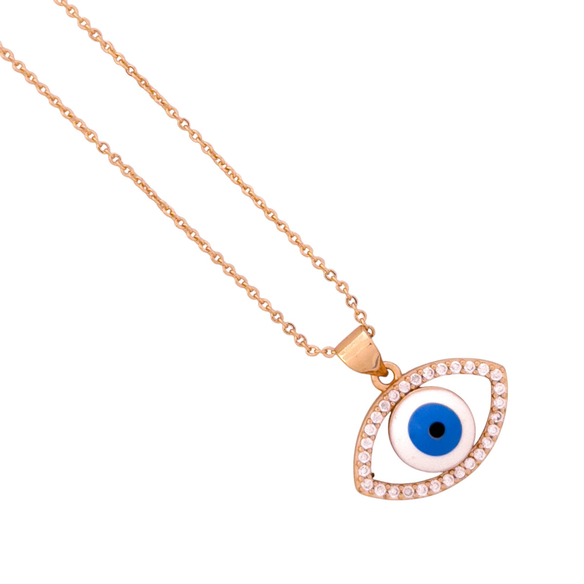 Close-up of the evil eye pendant detail
