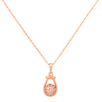 18k gold necklace with a pavé drop pendant on a white background