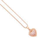 Close-up of the pavé heart pendant detail